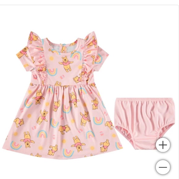 4 Piece Pooh Bear Baby Character Dress and Bloomer Set - Picture 6 of 15